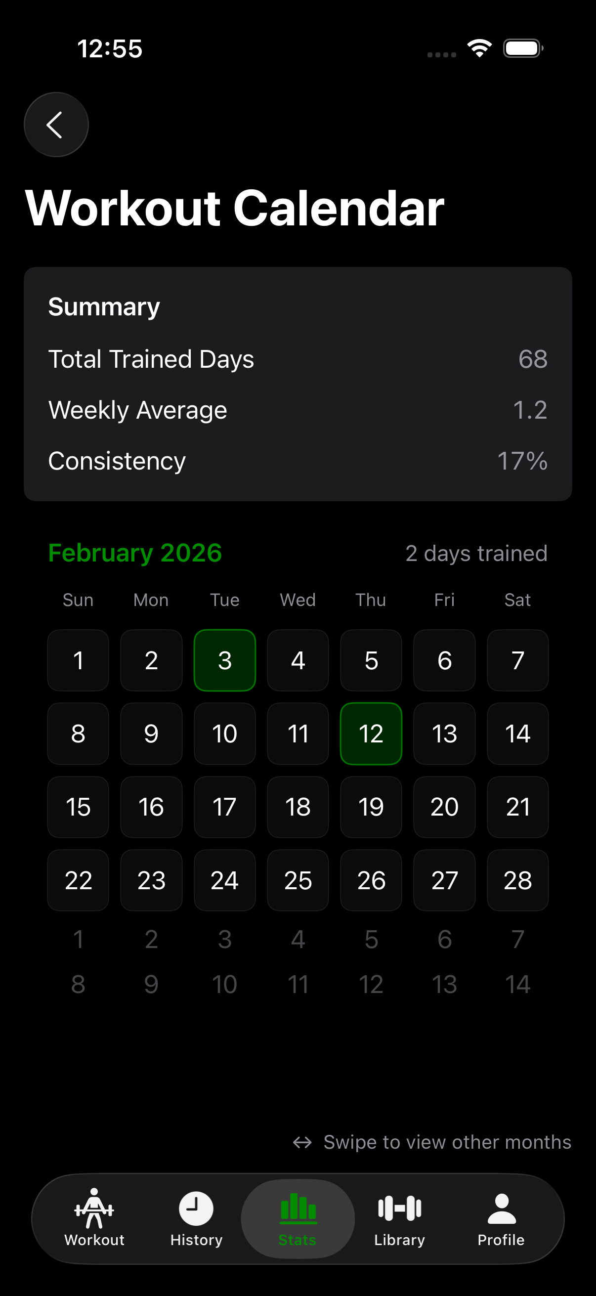 RepForm workout calendar